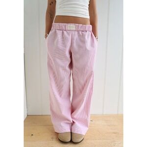 Studio Seven Designs Lila Lounge Pants Fold Down Sz Small Pink Stripe Cotton